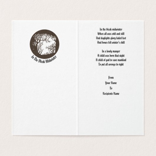 In de Bleak Midwinter Kaart (Binnenkant ongevouwen)