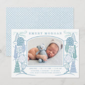 In de boom top geboorte aankondiging blauw (Voorkant / Achterkant)