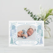 In de boom top geboorte aankondiging blauw (Staand voorkant)