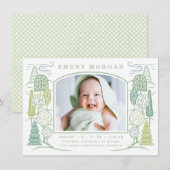 In de boom Top geboorte aankondiging groen (Voorkant / Achterkant)