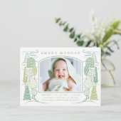 In de boom Top geboorte aankondiging groen (Staand voorkant)