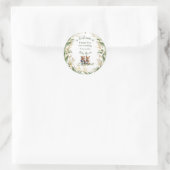 In de Bossen: Baby shower Dank U Ronde Sticker (Tas)