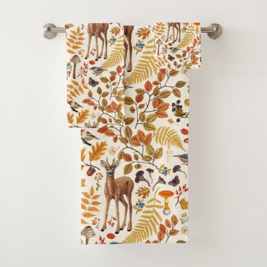 In de bossen/Herfstherten op gebroken wit Bad Handdoek (Insitu)