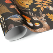 In de bossen / Herfstherten op zwart Cadeaupapier (Rol Hoek)