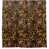 In de bossen / Herfstherten op zwart Douchegordijn (Voorkant)