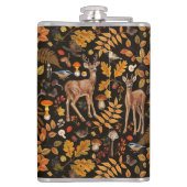 In de bossen / Herfstherten op zwart Heupfles (Achterkant)