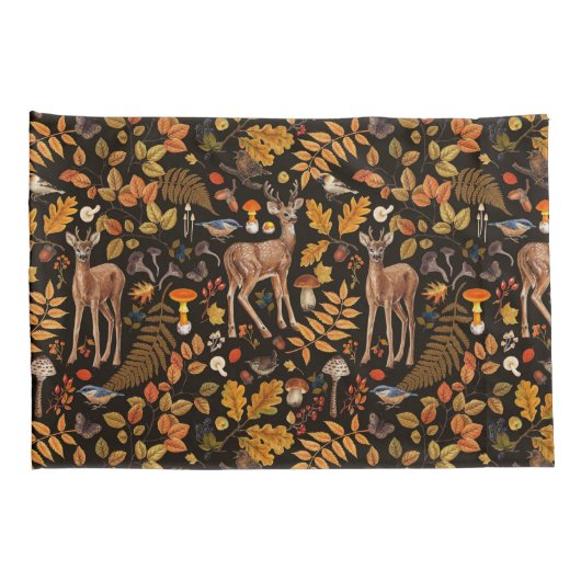 In de bossen / Herfstherten op zwart Kussensloop (Achterkant-Rechts)