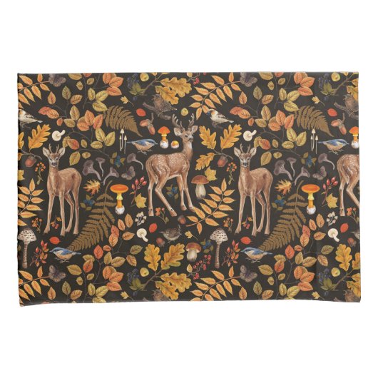 In de bossen / Herfstherten op zwart Kussensloop (Voorkant-Rechts)