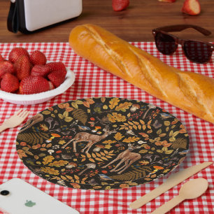 In de bossen / Herfstherten op zwart Papieren Bordje