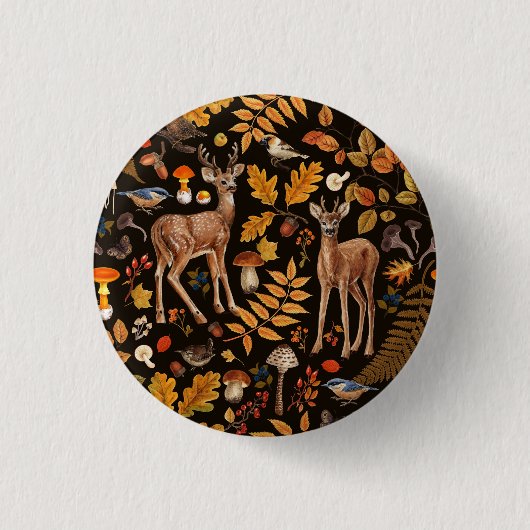 In de bossen / Herfstherten op zwart Ronde Button 3,2 Cm (Voorkant)