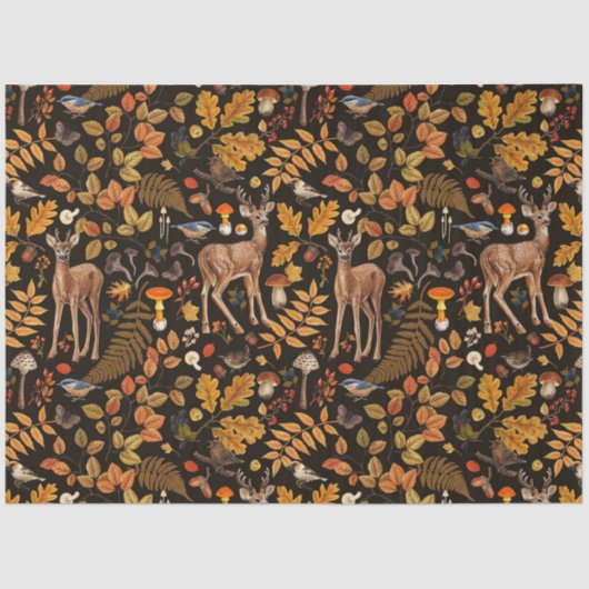 In de bossen / Herfstherten op zwart Tissuepapier (Voorkant)