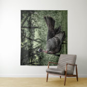 In de Bossen - Sage Green B&W Poster Wandkleed (In situ)