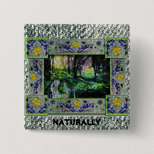In de Bossen Vierkante Button 5,1 Cm