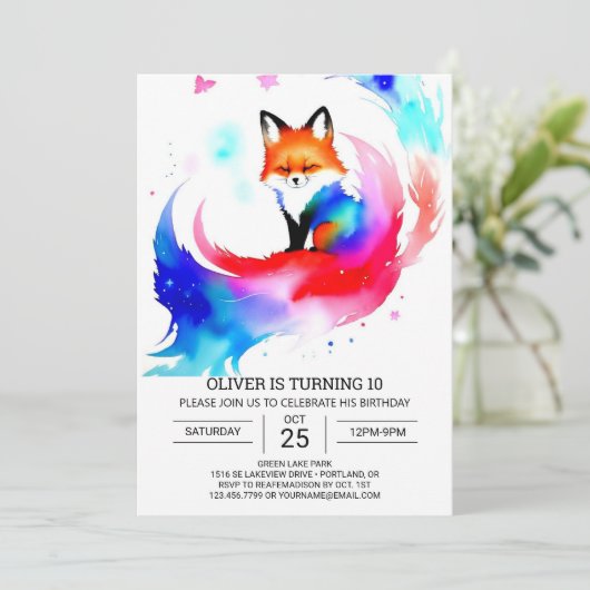 In de Bossen Vossen Verjaardagsfeestje Verrukking Kaart (Staand voorkant)