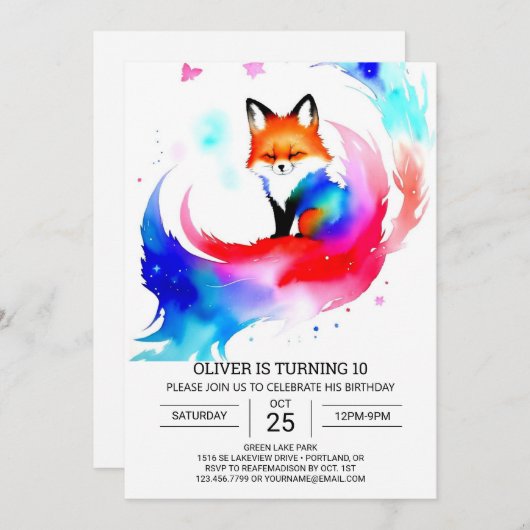 In de Bossen Vossen Verjaardagsfeestje Verrukking Kaart (Voorkant / Achterkant)