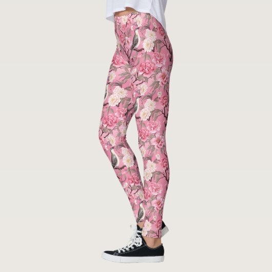 In de Cherry Blossoms Roze Chinoiserie Leggings (Links)