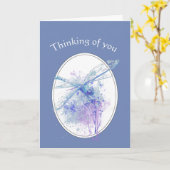 In de diepste sympathie: een mooie blauwe dragonfl kaart (Gele Bloem)