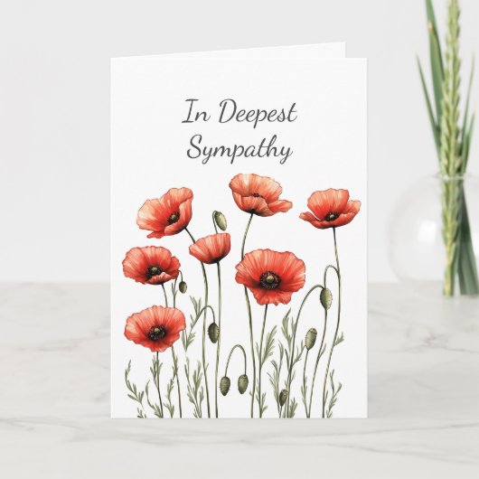 In de diepste sympathie rode papaver tuin bloem kaart (Voorkant)