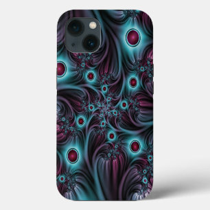 In de diepte Blauw Roze Abstracte Fractale Kunst iPhone 13 Hoesje
