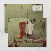 in de echt verbonden western cowboylaarzen bruilof aankondigingskaart (Voorkant / Achterkant)