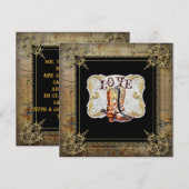 in de echt verbonden western cowboylaarzen bruilof kaart (Voorkant / Achterkant)