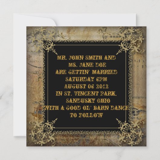 in de echt verbonden western cowboylaarzen bruilof kaart (Achterkant)