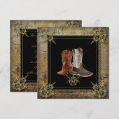 in de echt verbonden western cowboylaarzen bruilof kaart (Voorkant / Achterkant)