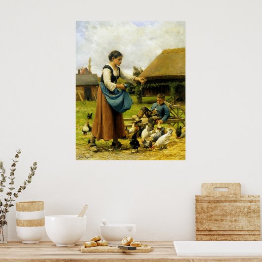 In de Farmyard ~ Julien Dupré ~ Fine Art Canvas Poster (Keuken)