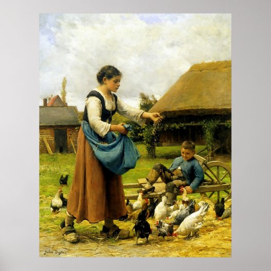In de Farmyard ~ Julien Dupré ~ Fine Art Canvas Poster (Voorkant)