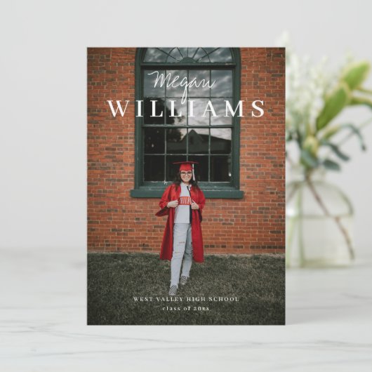 In de Foto van de Naam Afstuderen de Aankondiging  (Staand voorkant)