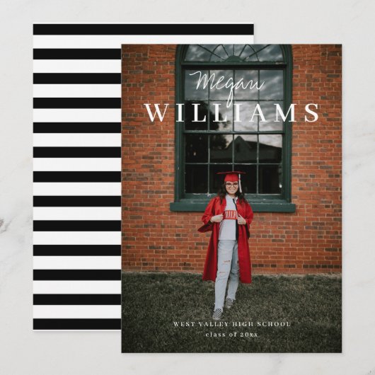 In de Foto van de Naam Afstuderen de Aankondiging  (Voorkant / Achterkant)