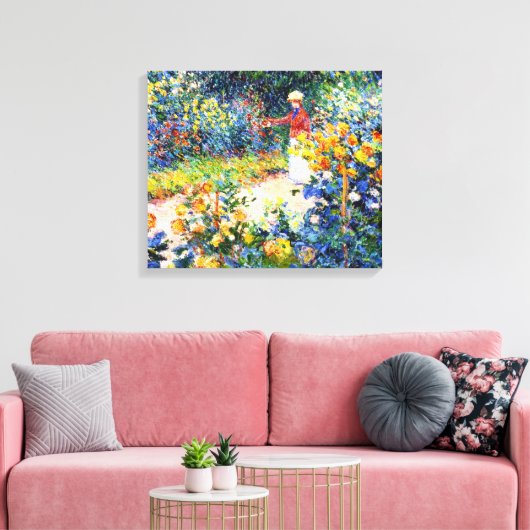 In de Garden Claude Monet vrouw schilder Canvas Afdruk (Insitu (Woonkamer))