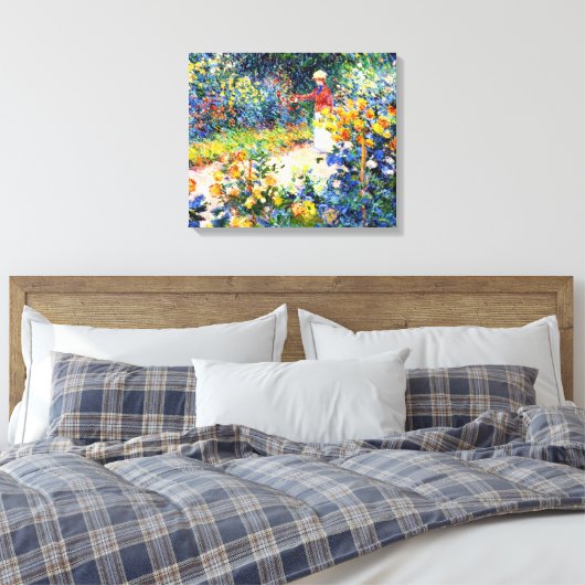 In de Garden Claude Monet vrouw schilder Canvas Afdruk (Insitu (Slaapkamer))