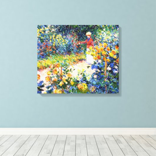 In de Garden Claude Monet vrouw schilder Canvas Afdruk (Insitu (Houten vloer))
