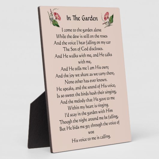 In de Garden Hymn Plaque Fotoplaat (Zijkant)
