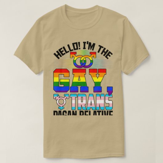 In de Gay rans Pagan Relative LGBQ rans Pride T-shirt (Design voorkant)