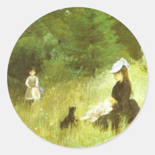 In de gras ronde sticker