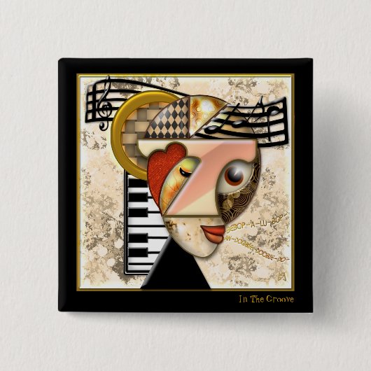 In de groef (pin) vierkante button 5,1 cm (Voorkant)