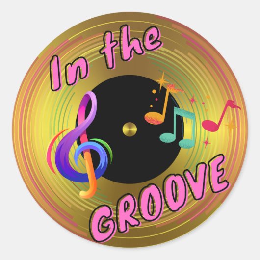 In de GROOVE (de revival van vinylplaten) Ronde Sticker (Voorkant)