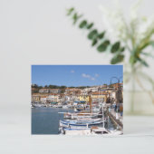 In de haven in het dorp Cassis. Vissen en Briefkaart (Staand voorkant)
