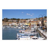 In de haven in het dorp Cassis. Vissen en Foto Afdruk (Voorkant)