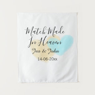 In de hemel gemaakt blauwe gele pastel hart naam wandkleed