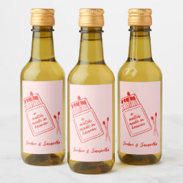 In de Hemel Gemaakt Roze & Rode Retro Mini Wijn Etiket