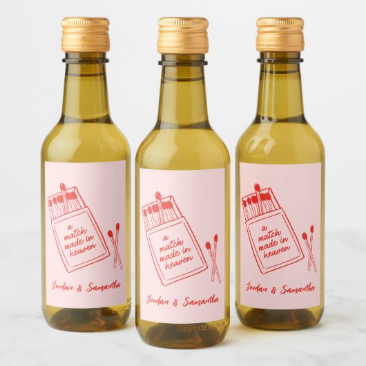 In de Hemel Gemaakt Roze & Rode Retro Mini Wijn Etiket (Flessen)