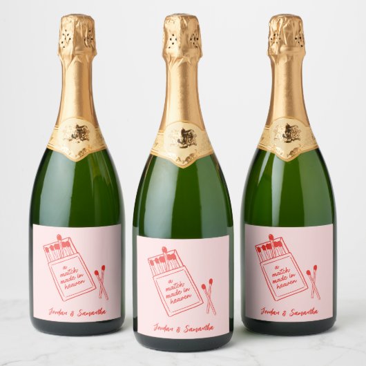 In de Hemel Gemaakt Roze & Rode Retro Sparkling Wijnetiket (Flessen)