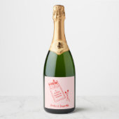 In de Hemel Gemaakt Roze & Rode Retro Sparkling Wijnetiket (Voorkant)