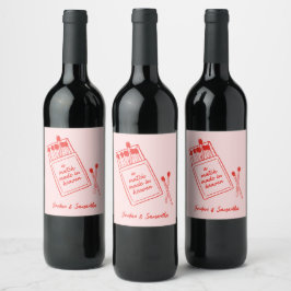 In de Hemel Gemaakt Roze & Rode Wijnlabel Set Wijn Etiket