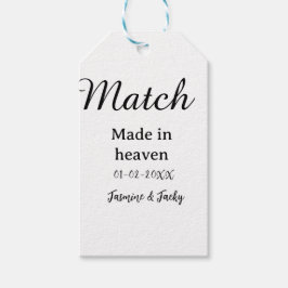 In de hemel gemaakte match naam datum eenvoudige k cadeaulabel