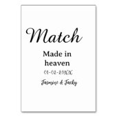 In de hemel gemaakte match naam datum eenvoudige k kaart (Achterkant)