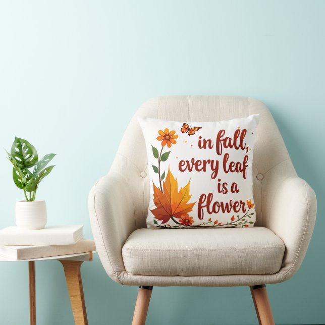 "In de Herfst is elk blad een bloem" Kussen (Stoel)
